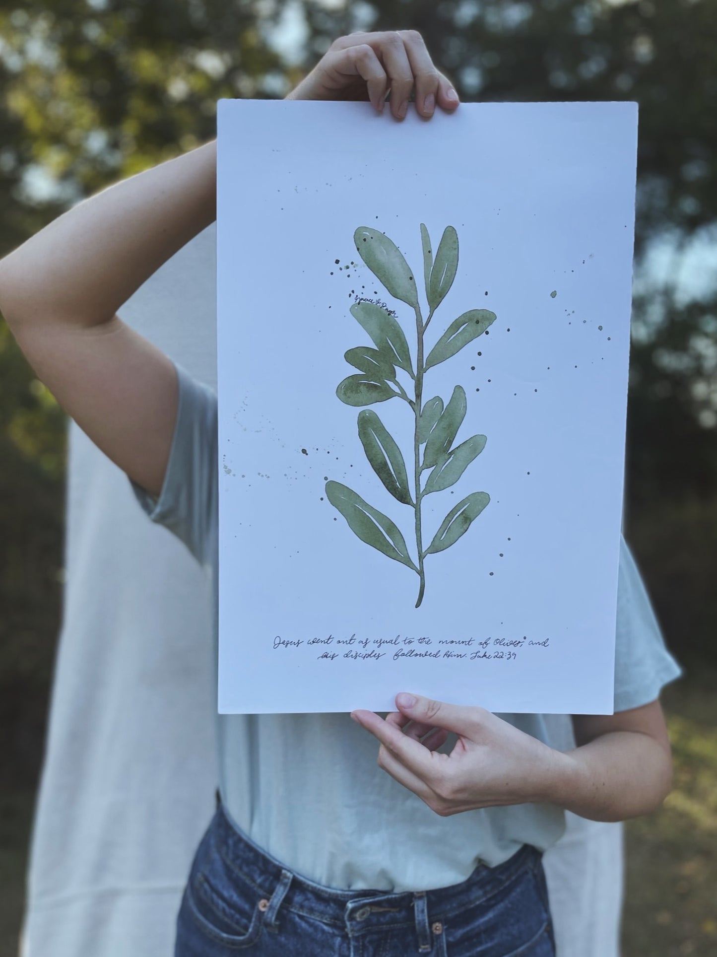 Olive Leaf Watercolor Print