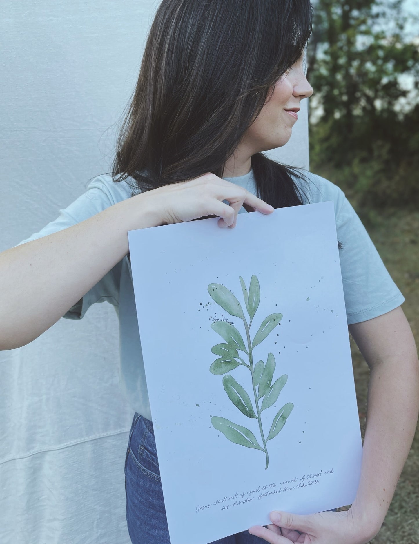 Olive Leaf Watercolor Print