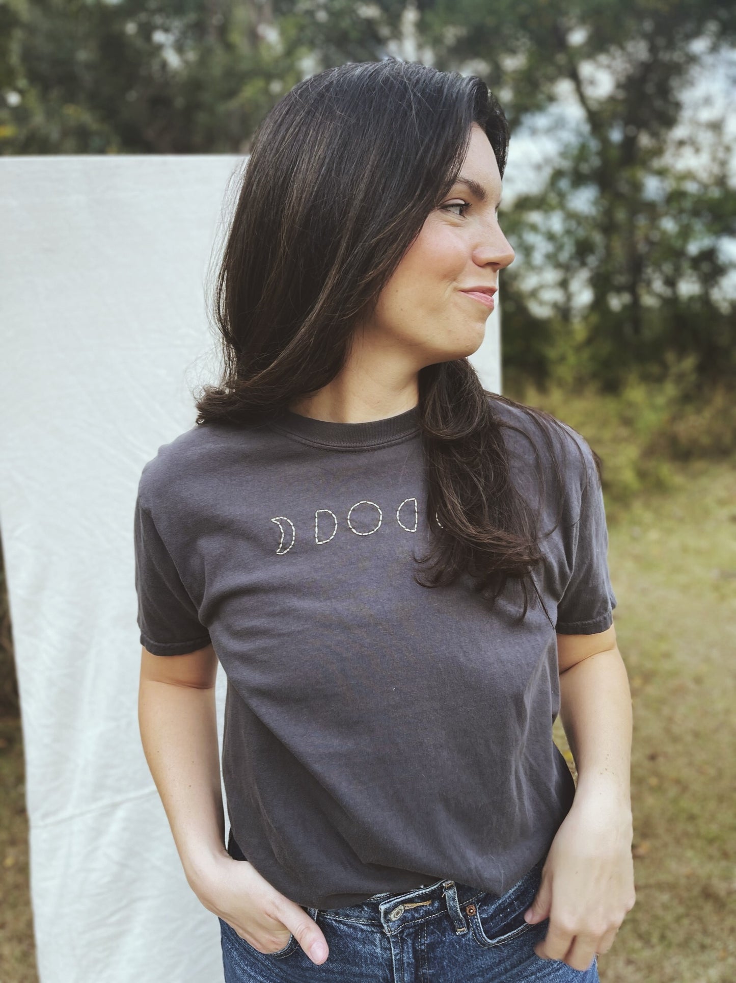 Moon Phase Embroidered T-shirt