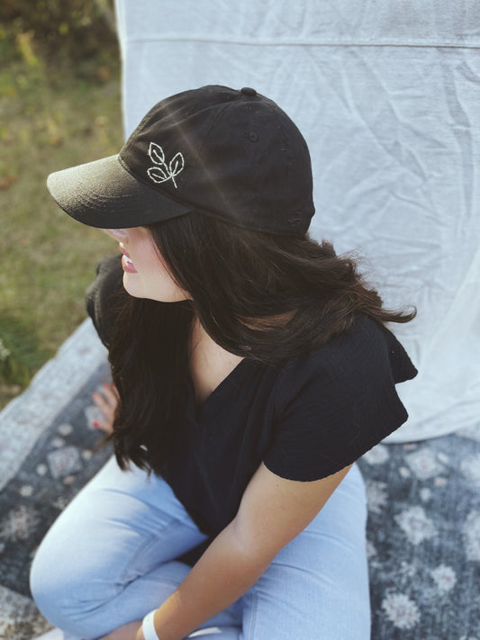 Simple Leaf Embroidered Hat