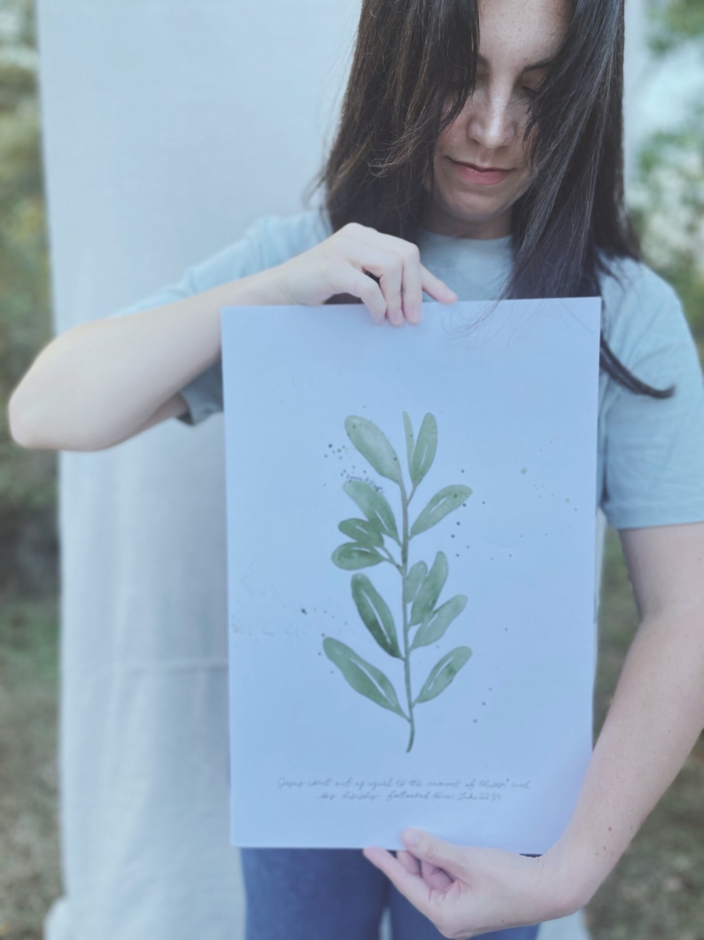 Olive Leaf Watercolor Print