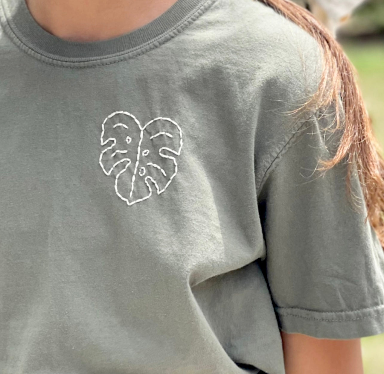 Monstera Leaf Embroidered T-shirt